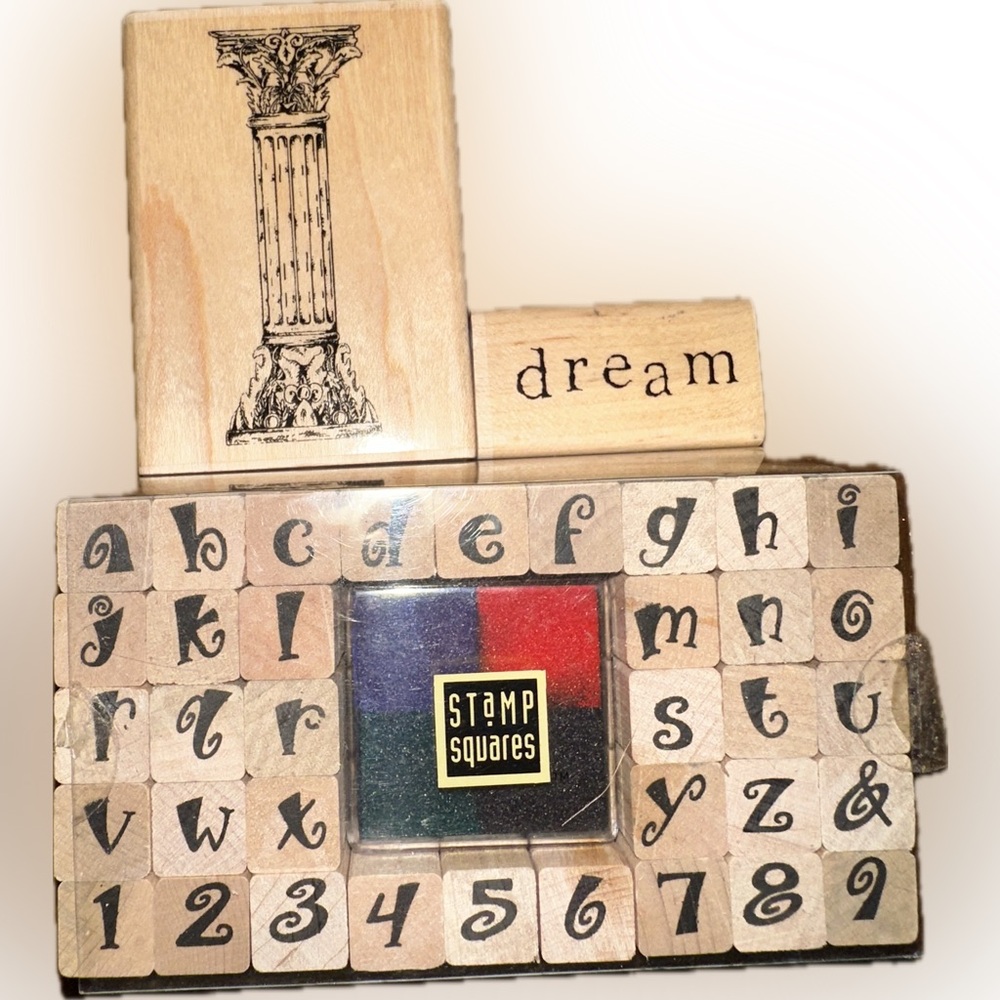 Rubber Stamp Bundle Alphabet Numbers Dream Word Column Architecture Lot
